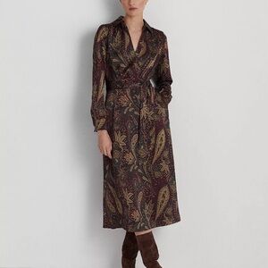Lauren Ralph Lauren | Faux Wrap Paisley Midi Dress, 12 NWT